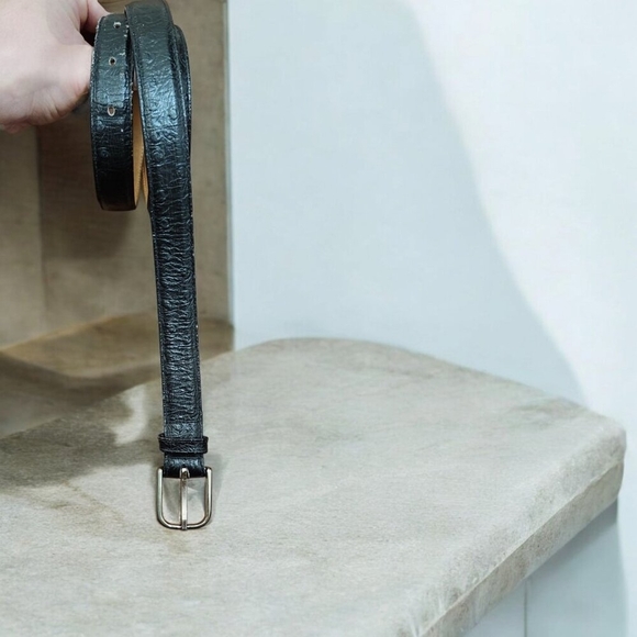 Genuine Full Quill Ostrich Black Leather Belt - Picture 1 of 15